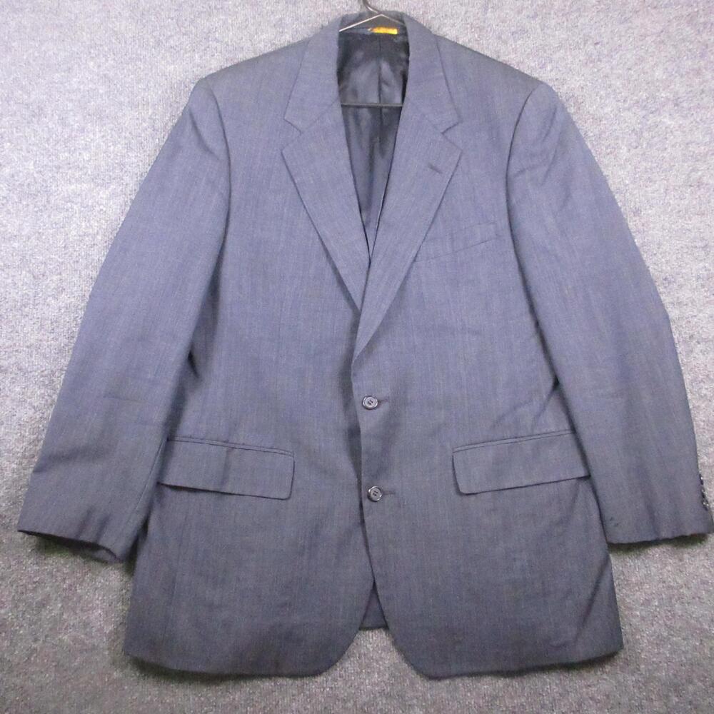 Brooks Brothers Suit Jacket Mens 44 Gray Solid Two Button Blazer Made USA